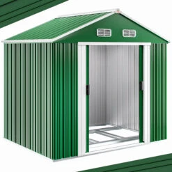 Geräteschuppen Grün Metall 257x205x177,5cm