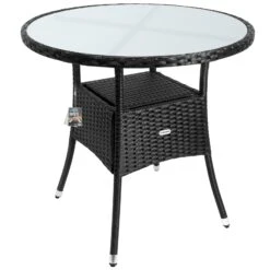 Polyrattan Tisch Schwarz Ø80cm