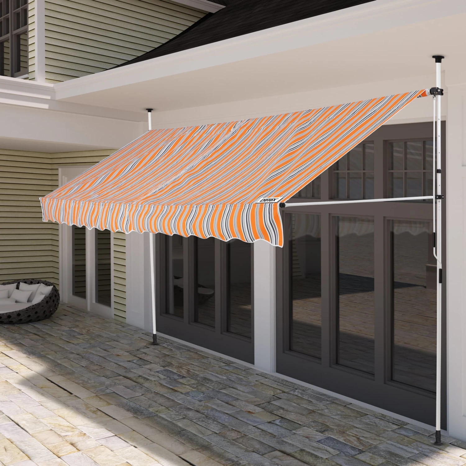 Klemmmarkise Orange/Schwarz/Weiß 200cm – Bild 3