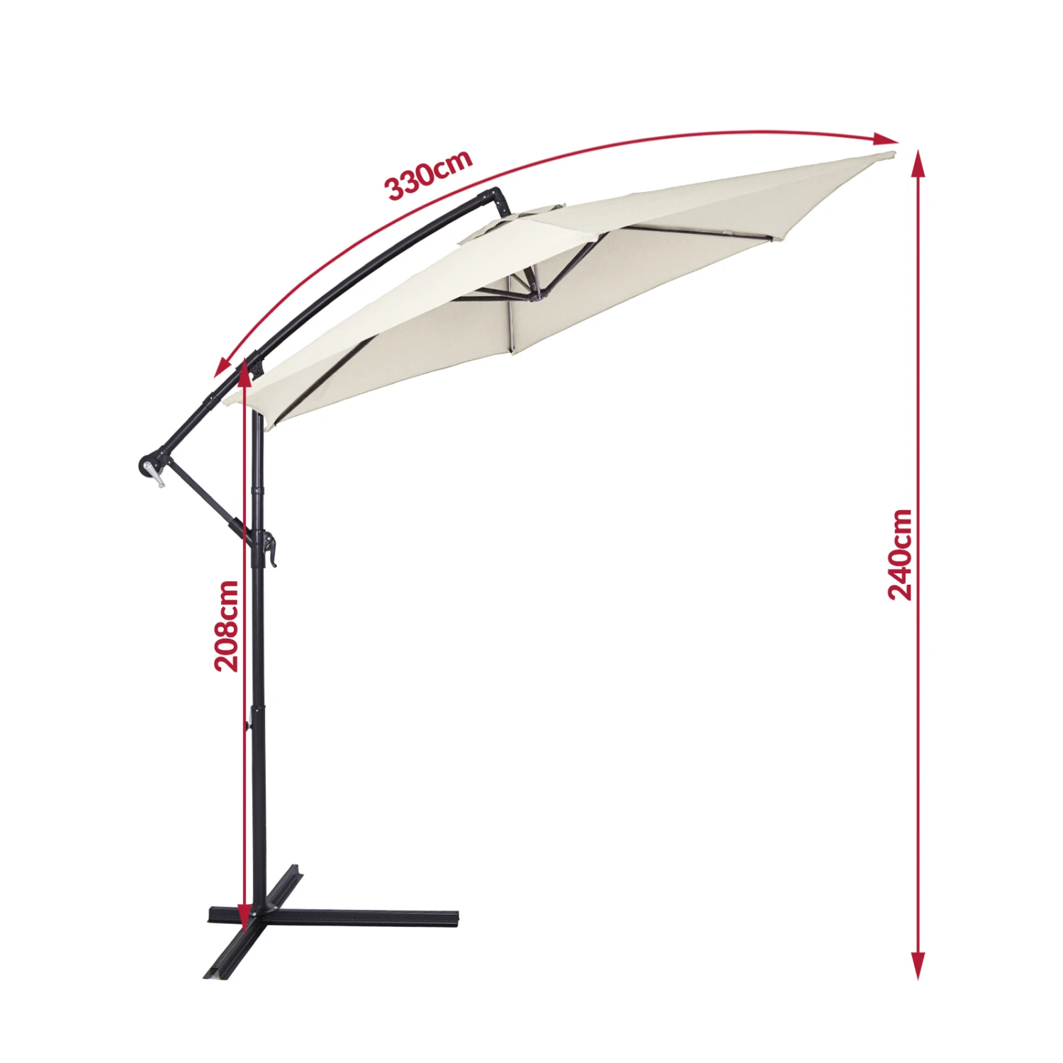 Ampelschirm Beige Alu Ø330cm Inkl. Sonnenschirmhülle – Bild 9