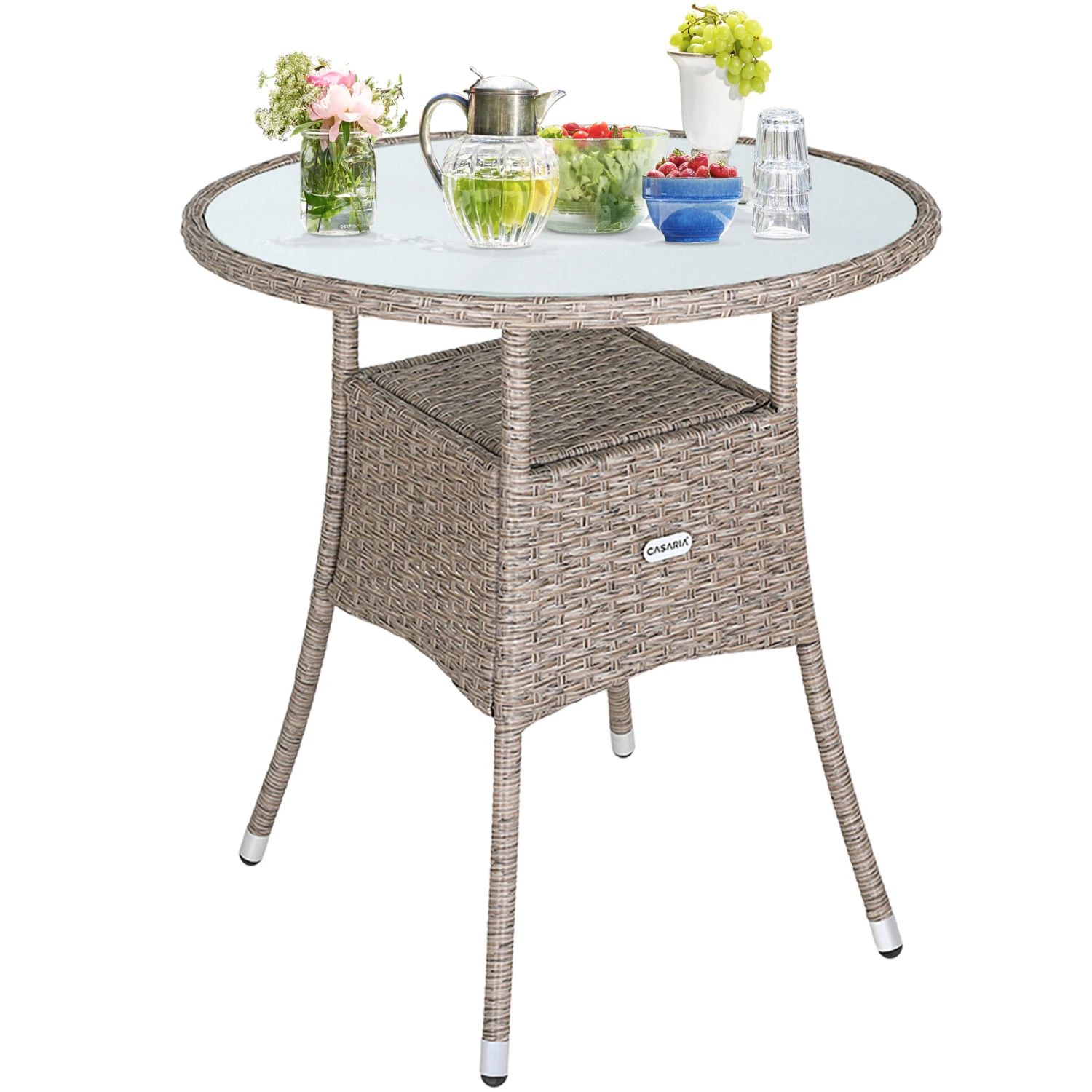 Polyrattan Tisch Creme Ø60cm – Bild 2