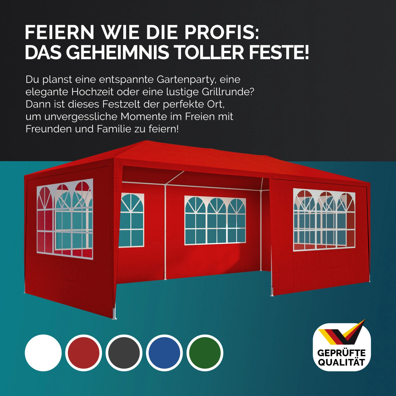 Festzelt Rimini Rot 3x6m UV-Schutz 50+ â Bild 8