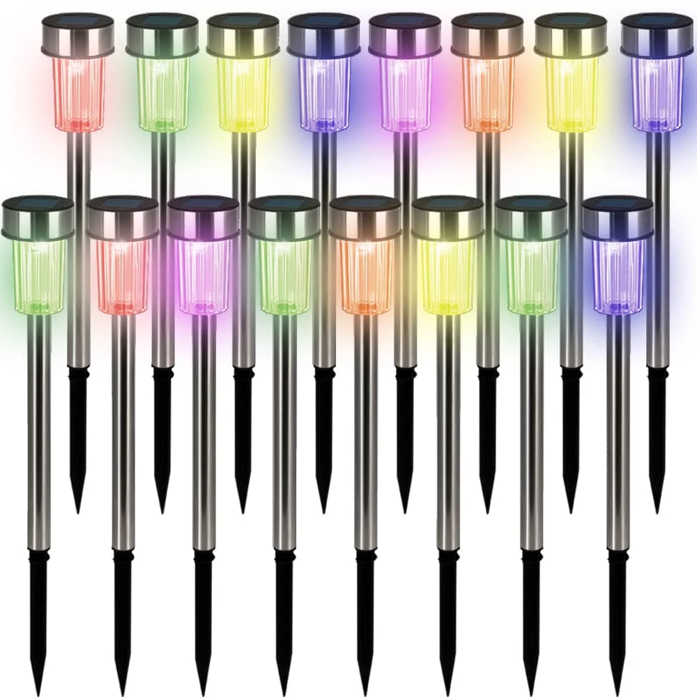 LED Solarleuchte 16er-Set Edelstahl Multicolor