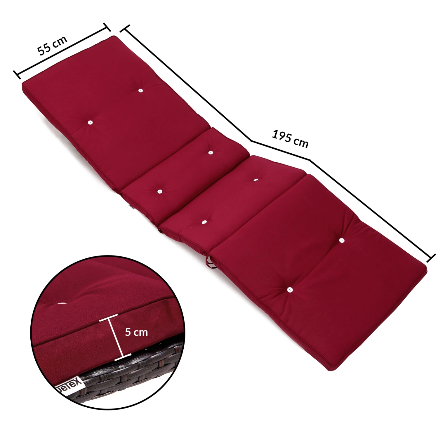 Auflage Sunlounger Rot 195x55x5cm – Bild 5