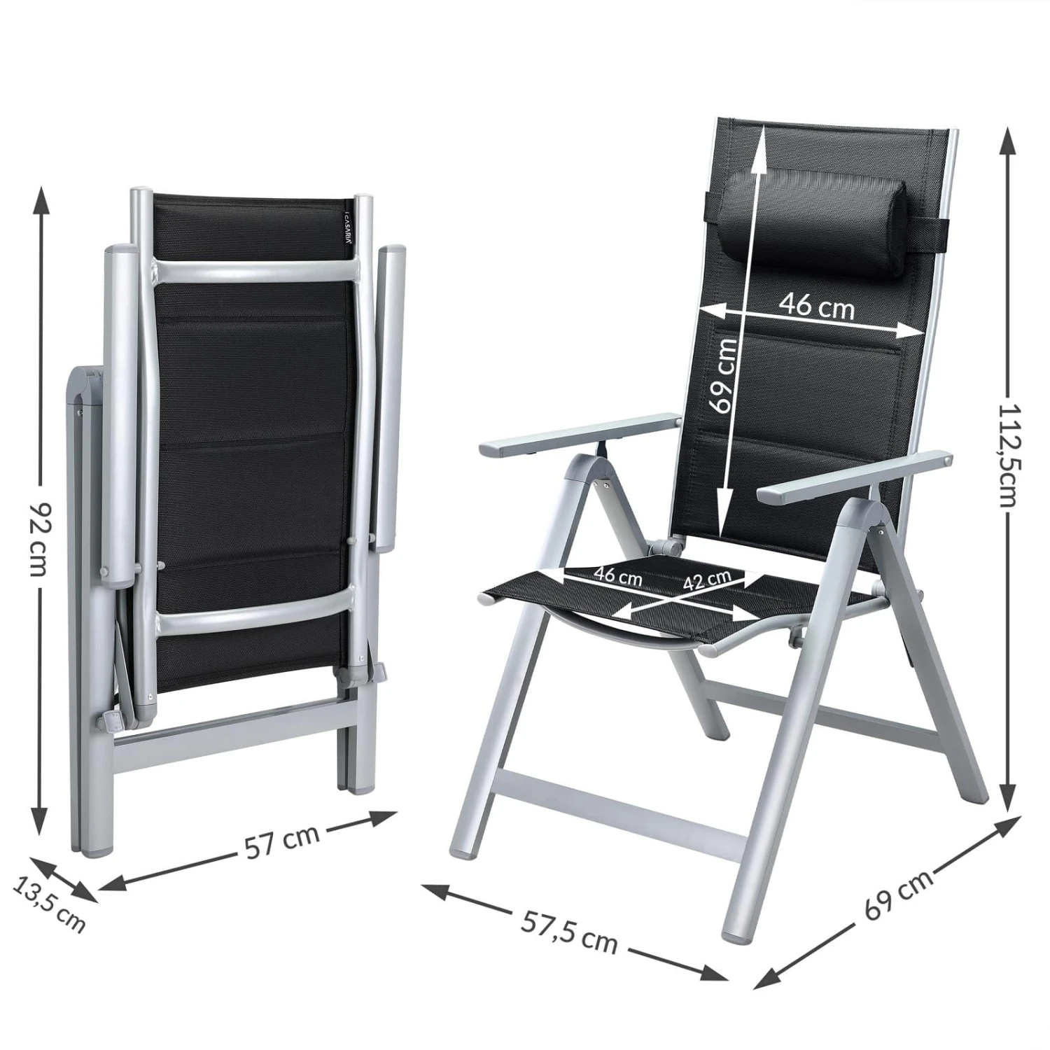 Gartenstuhl Bern Premium 4er-Set Silber Gepolstert – Bild 2