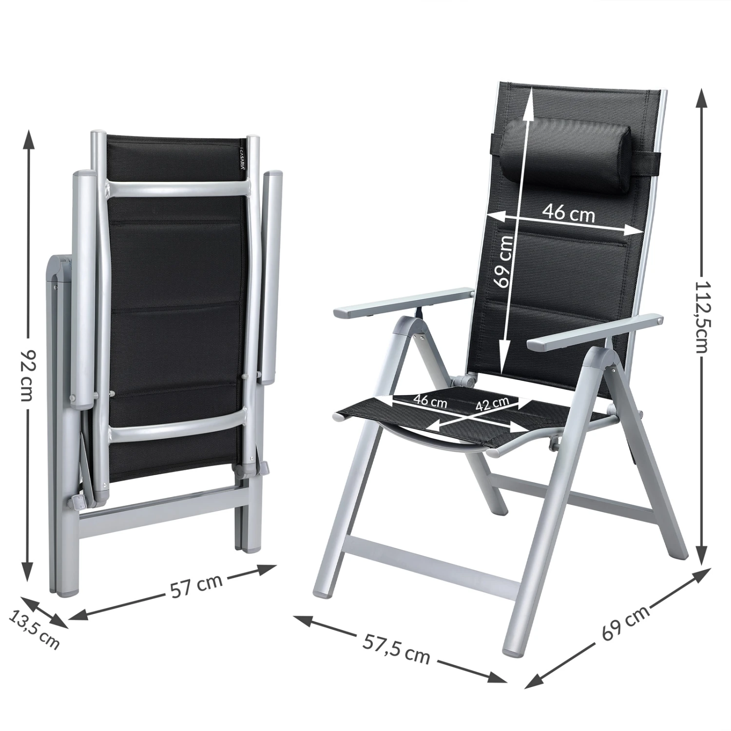 Gartenstuhl Bern Premium 2er-Set Silber Gepolstert – Bild 9