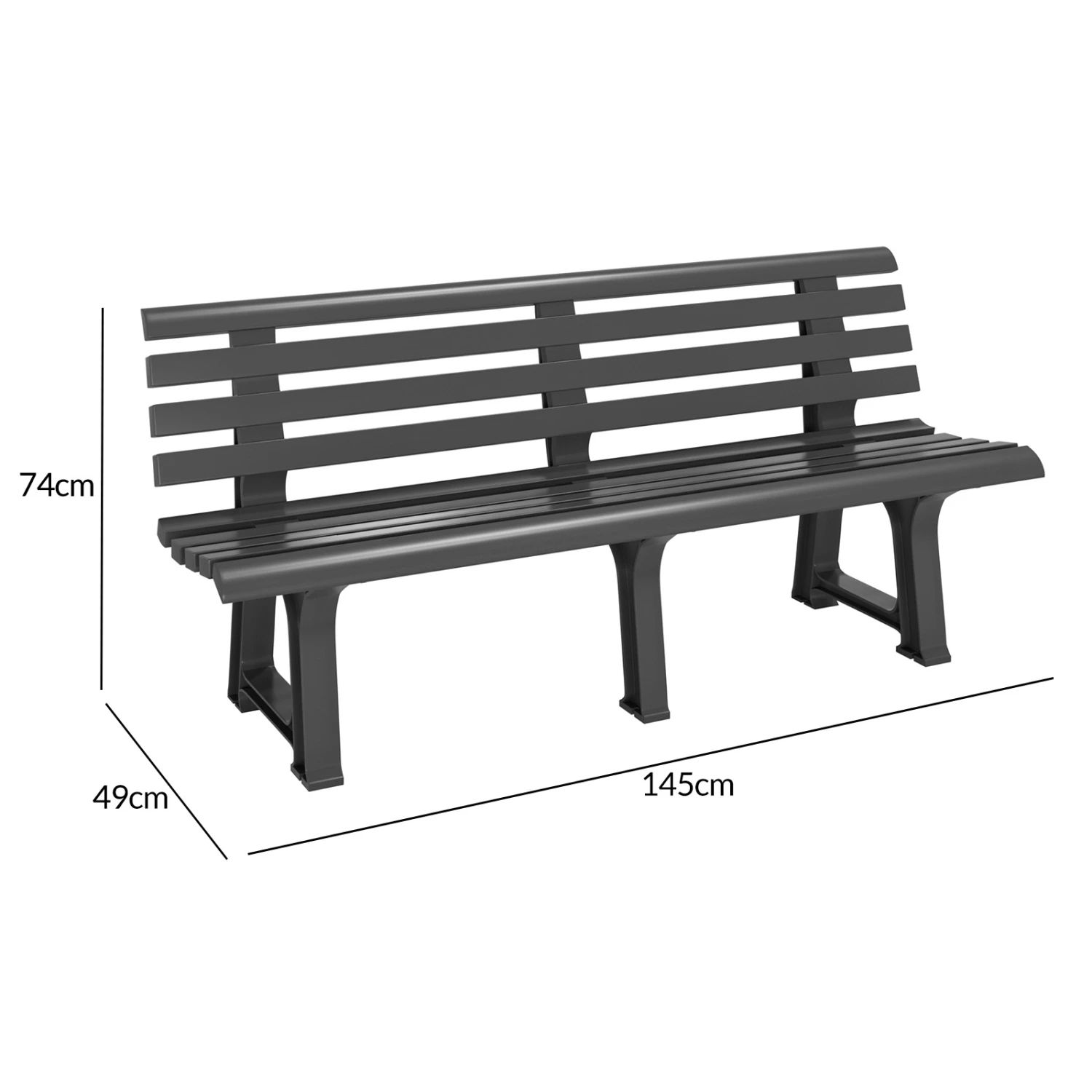 Gartenbank Orchidea Anthrazit 145x49x74cm – Bild 4