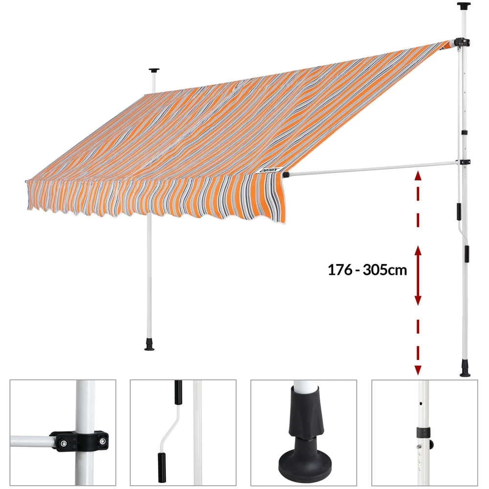 Klemmmarkise Orange/Schwarz/Weiß 200cm – Bild 4