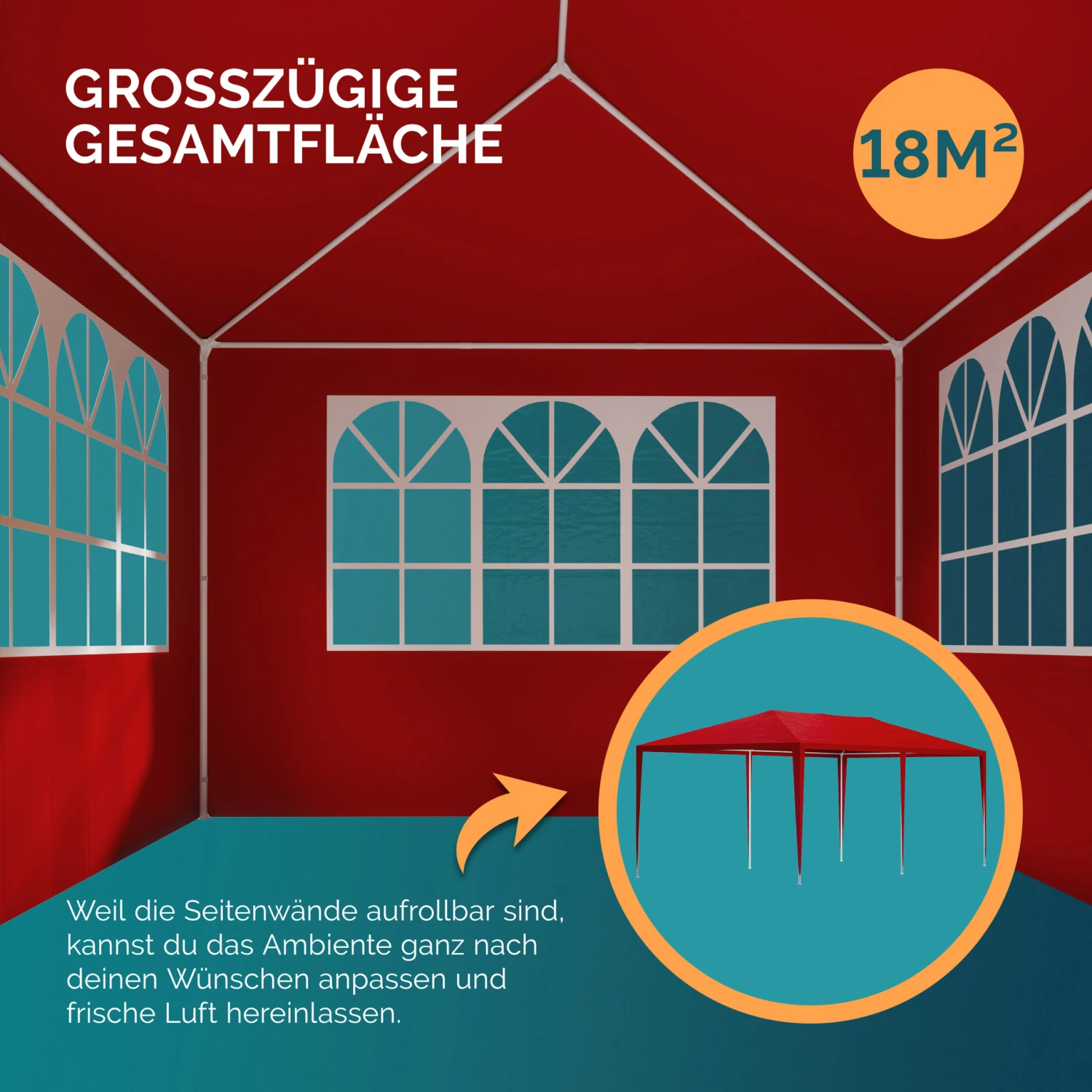 Festzelt Rimini Rot 3x6m UV-Schutz 50+ â Bild 6