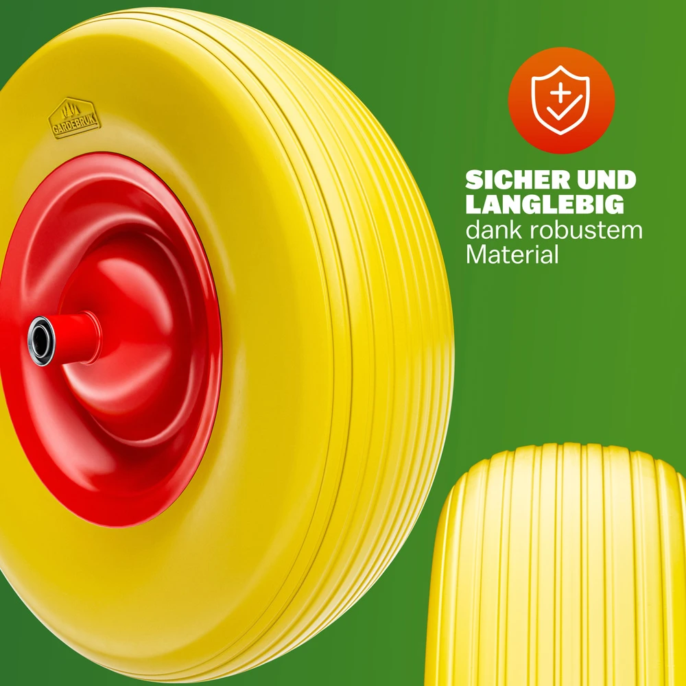 Schubkarrenrad Gelb PU-Schaum Inkl. Achse – Bild 15