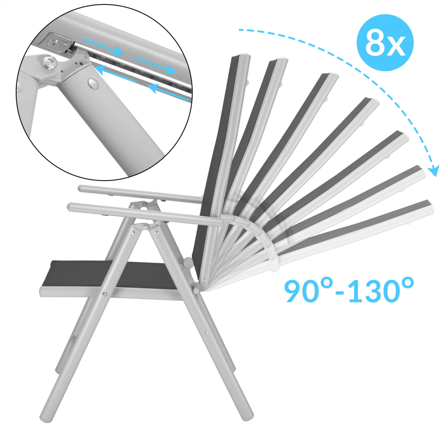 Garten-Sitzgruppe Bern 5-tlg. Silber Alu – Bild 3
