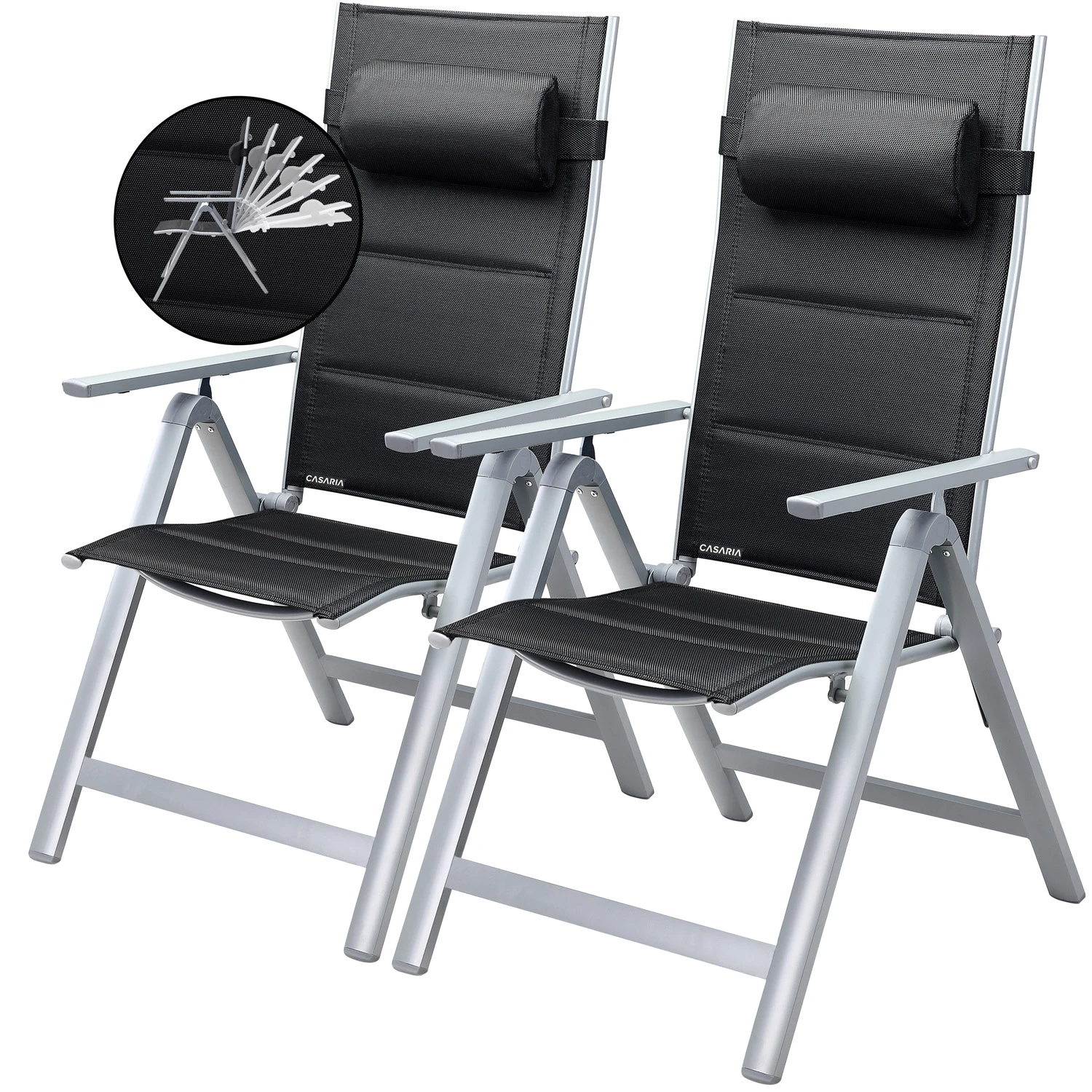 Gartenstuhl Bern Premium 2er-Set Silber Gepolstert – Bild 4