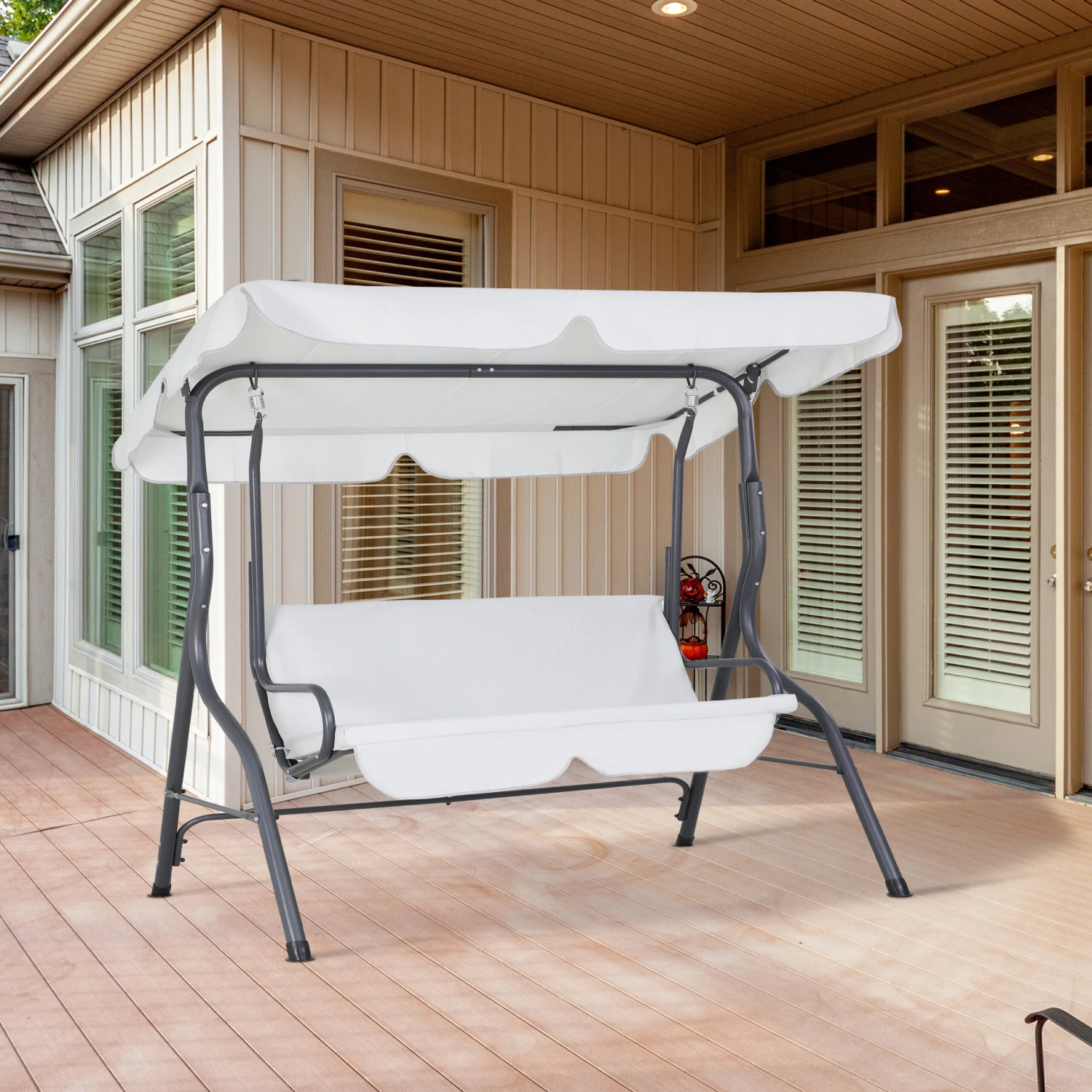 Hollywoodschaukel Hellgrau Mit Sonnendach – Bild 10