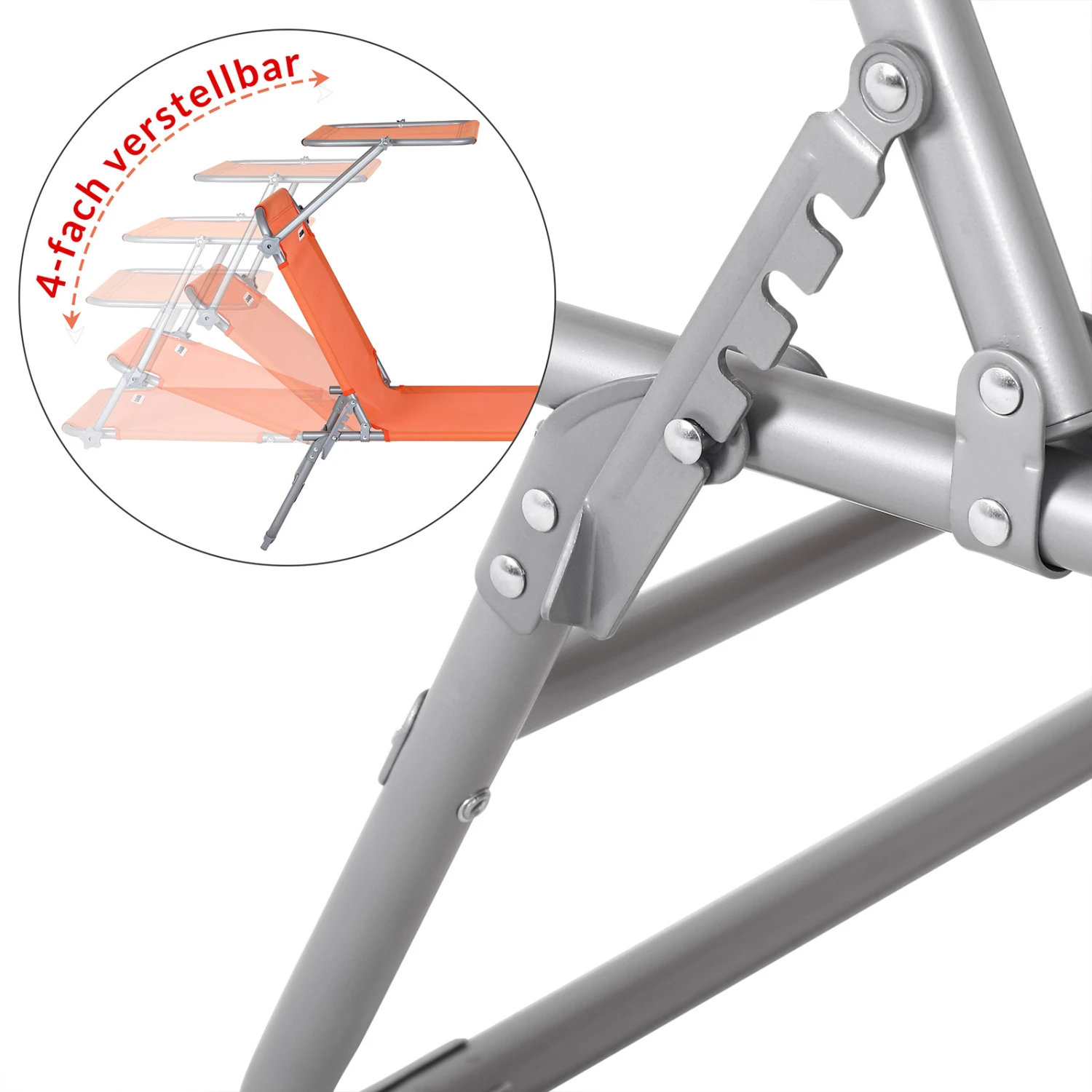 Sonnenliege Hawaii Orange Alu 195x60x30cm – Bild 7