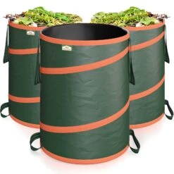 Popup Gartenabfallsack 3er-Set Grün Je 165 Liter