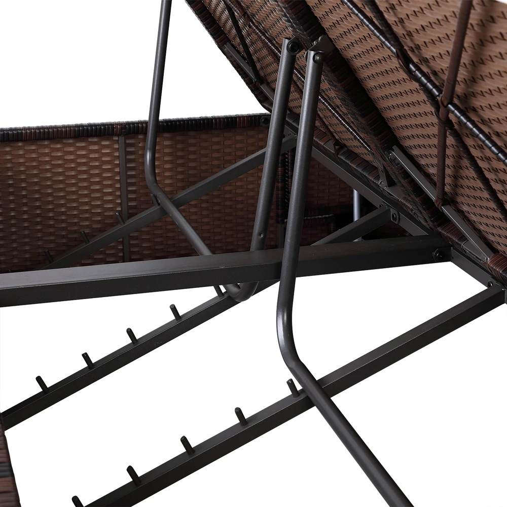 Polyrattan Sonnenliege Braun/Creme 196x116x38cm – Bild 7