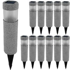 LED Solarleuchte 12er-Set Steinoptik