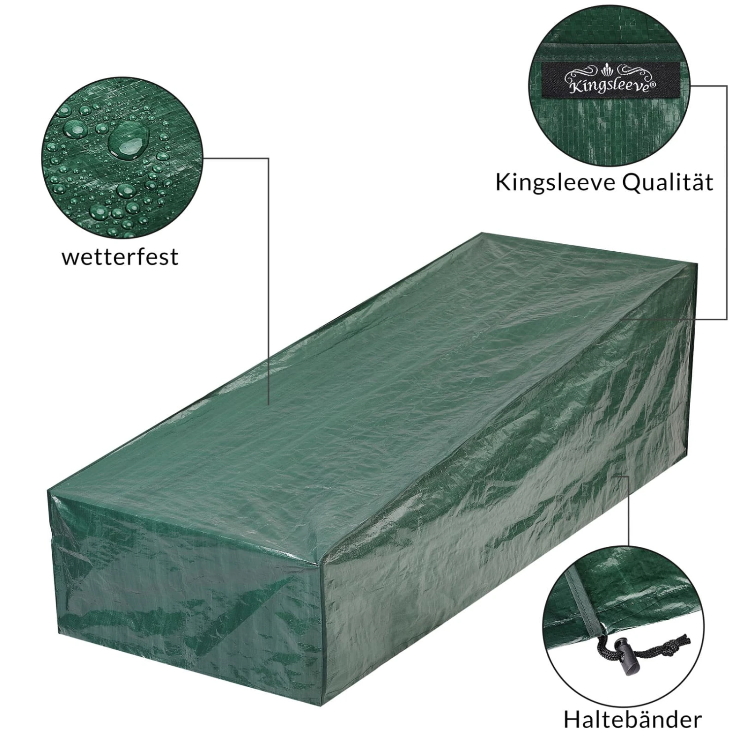 Abdeckung Sonnenliege Grün 197x66x32/60cm – Bild 7