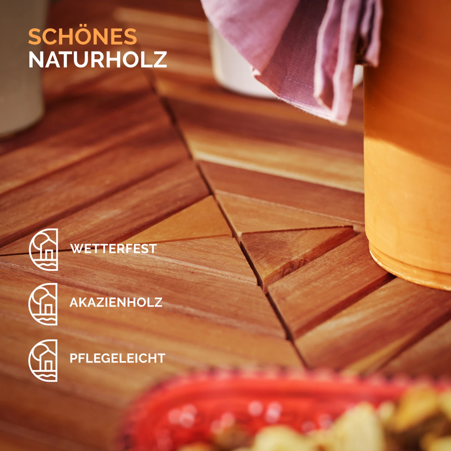 Stehtisch Akazienholz 75x75x110cm – Bild 6