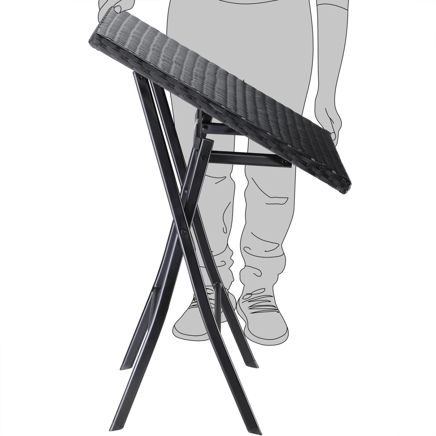 Polyrattan Gartensitzgruppe 3-tlg. Schwarz – Bild 6