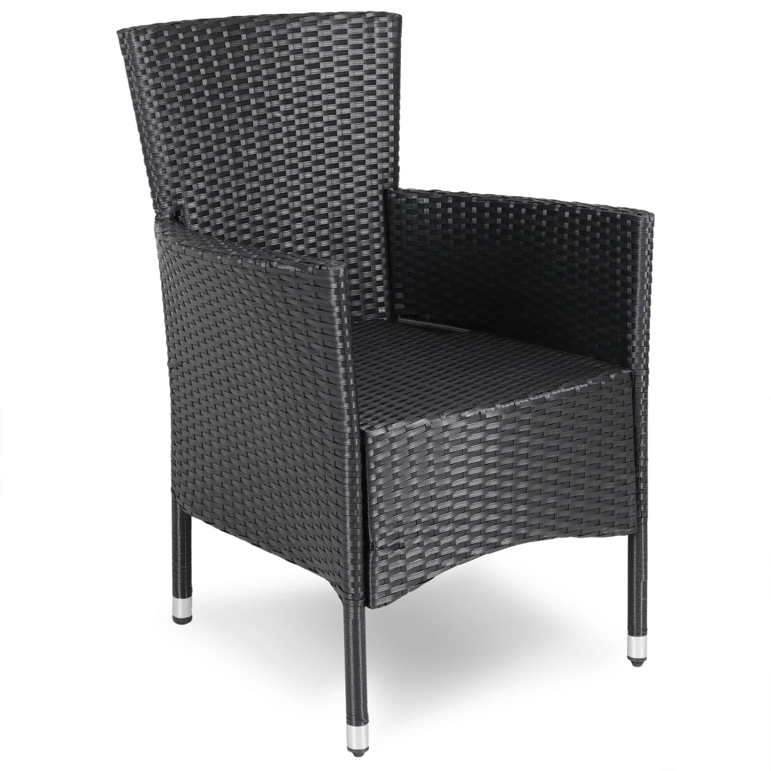 Polyrattan Gartenstuhl 3er-Set Schwarz Stapelbar – Bild 8