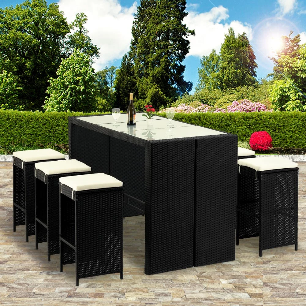 Polyrattan Bar-Set Rio 7-tlg. Schwarz Inkl. Sitzauflagen â Bild 6