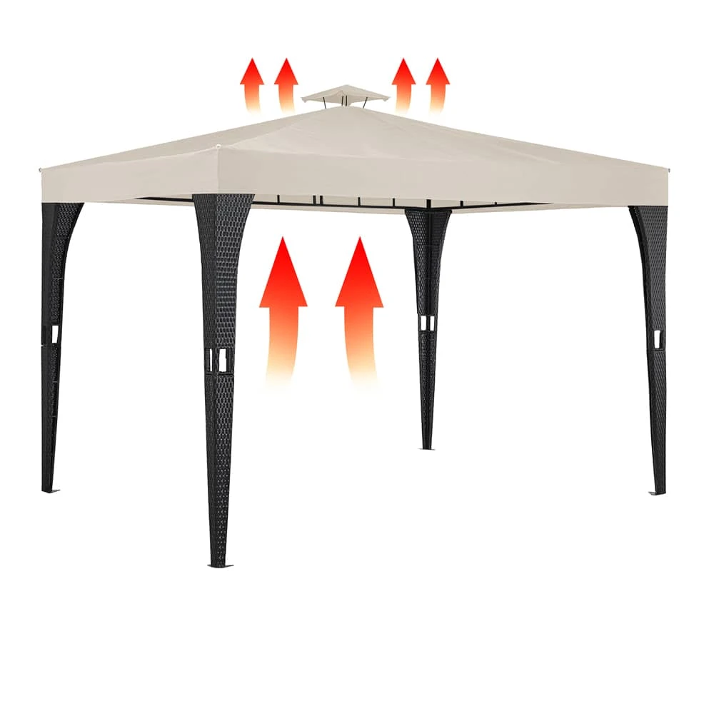 Polyrattan Pavillon Schwarz/Creme 3x3m â Bild 6