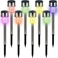LED Solarleuchte 8er-Set Edelstahl Multicolor