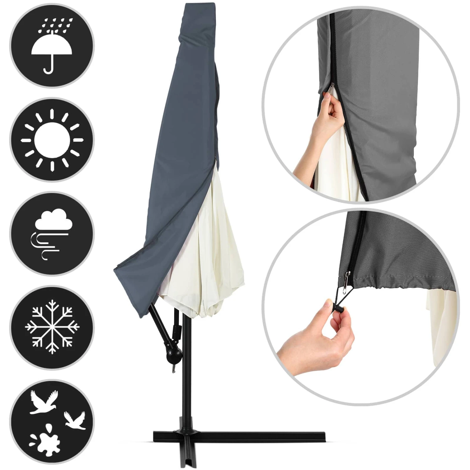 Ampelschirm Anthrazit Alu Ø330cm Inkl. Sonnenschirmhülle – Bild 2