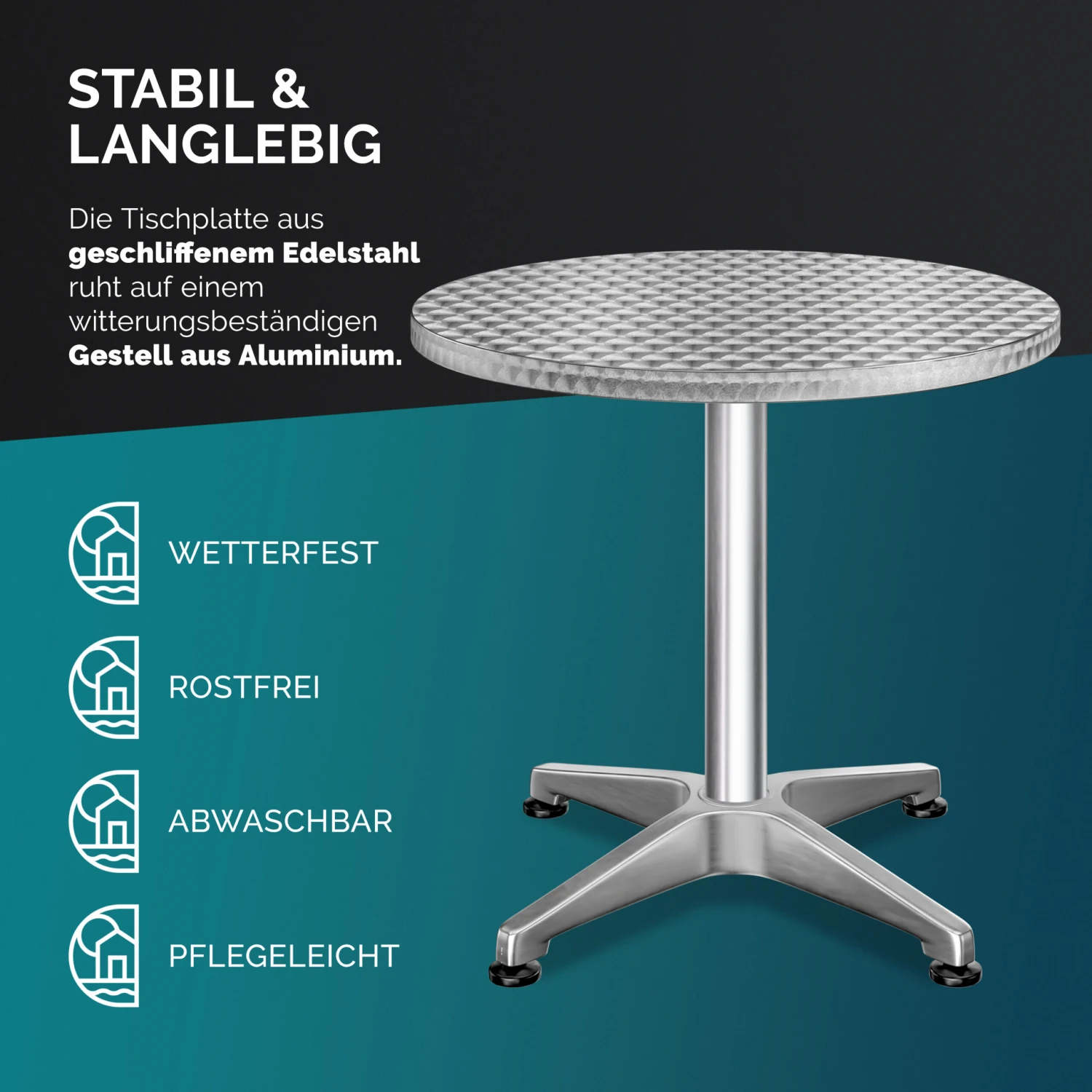 Stehtisch Silber Alu Ø60cm Höhenverstellbar – Bild 11