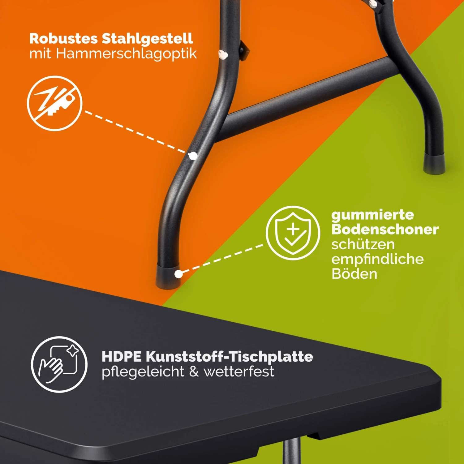 Klapptisch Anthrazit Kunststoff 183x75x73cm – Bild 5