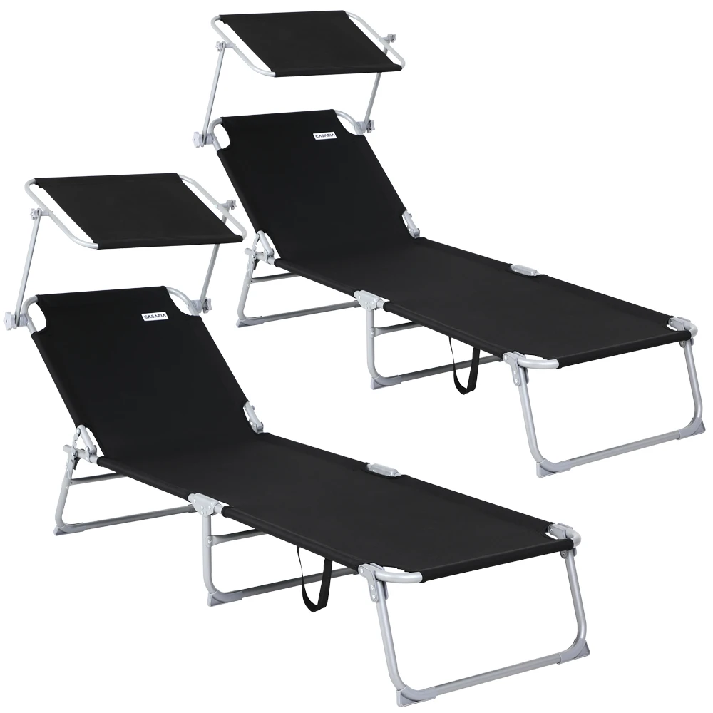 Sonnenliege Hawaii 2er-Set Anthrazit Alu 195x60x30cm
