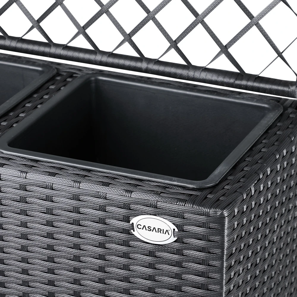 Polyrattan Blumenkasten Mit Rankgitter Schwarz – Bild 7