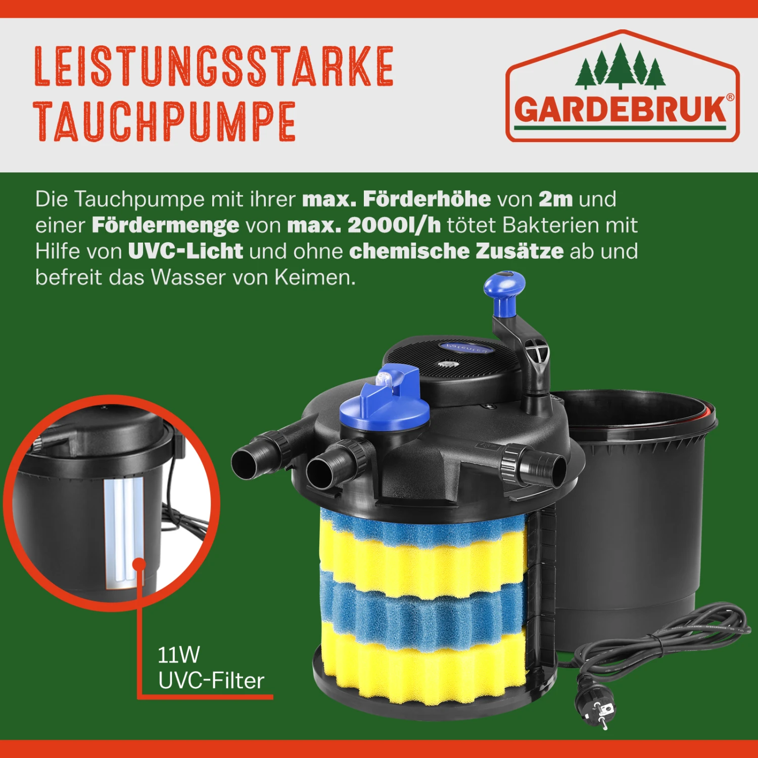 Teichdruckfilter Komplettset 2.000L/h – Bild 10