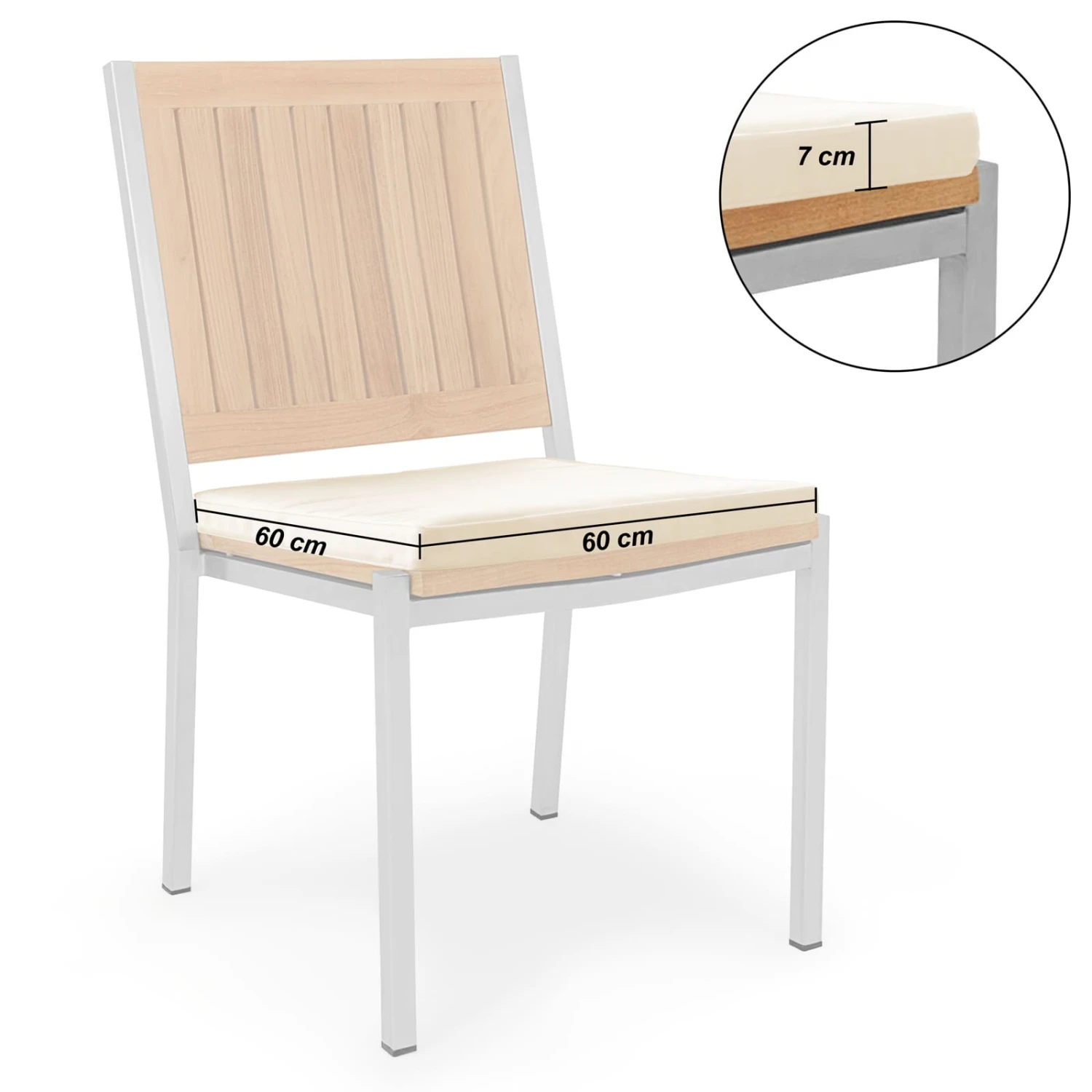 Sitzkissen Monaco Weiß 60x60x7cm – Bild 2