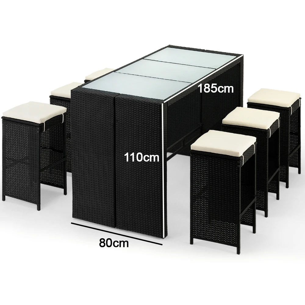 Polyrattan Bar-Set Rio 7-tlg. Schwarz Inkl. Sitzauflagen â Bild 9