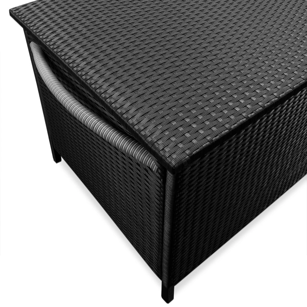 Polyrattan-Auflagenbox Schwarz 117,5x55x64,5cm Mit Rollen â Bild 5