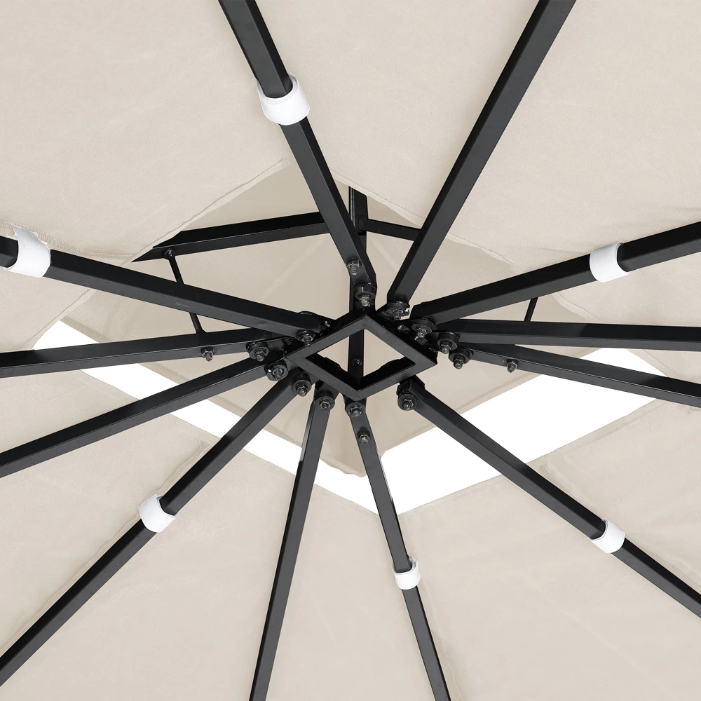 Polyrattan Pavillon Schwarz/Creme 3x3m â Bild 3