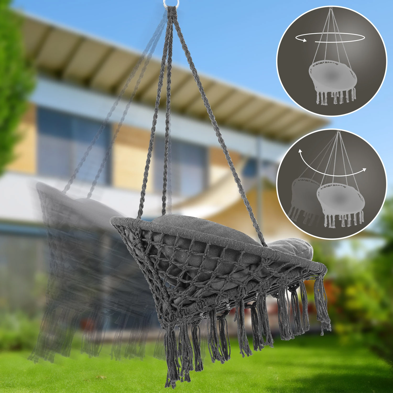 Hängesessel Anthrazit 80x60x140cm – Bild 8