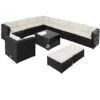Polyrattan Ecklounge XXXL Schwarz/Creme Inkl. Kissen