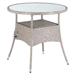 Polyrattan Tisch Creme Ø80cm