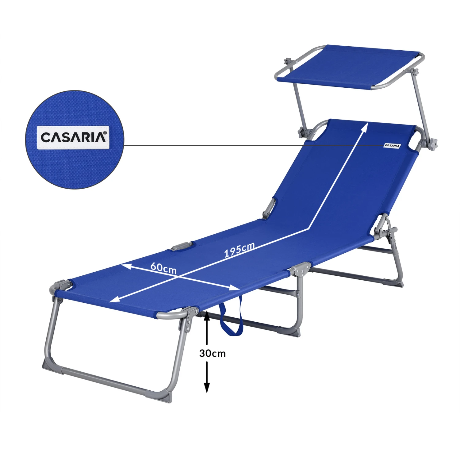 Sonnenliege Hawaii Blau Alu 195x60x30cm – Bild 5
