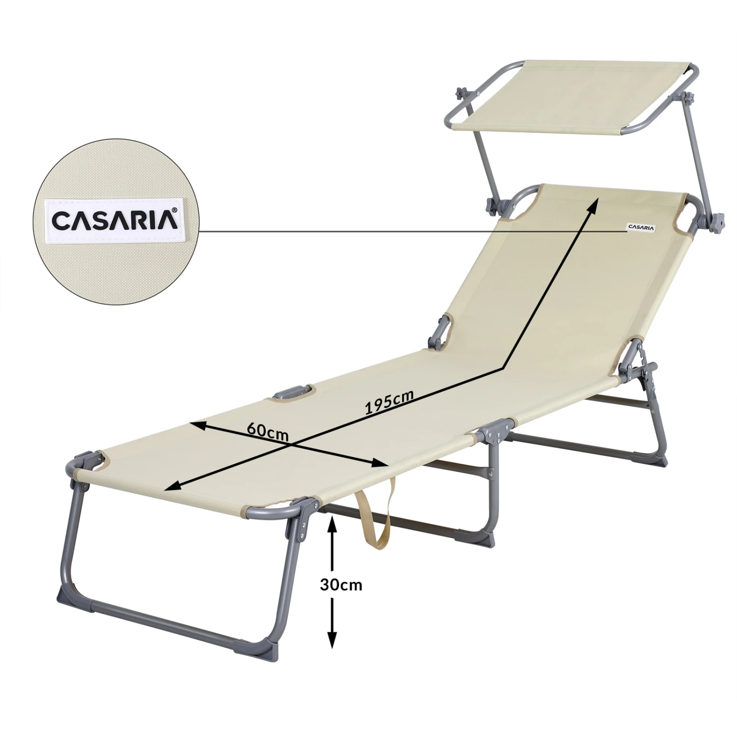 Sonnenliege Hawaii Beige Alu 195x60x30cm – Bild 9