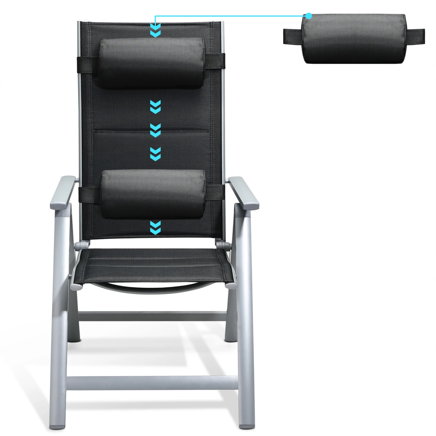 Gartenstuhl Bern Premium 2er-Set Silber Gepolstert – Bild 5