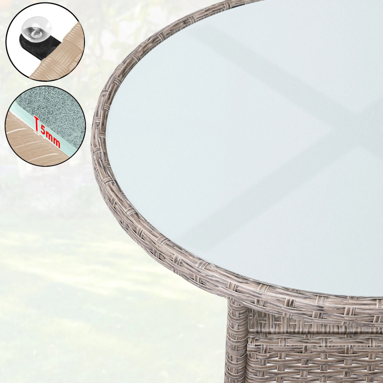 Polyrattan Tisch Creme Ø60cm – Bild 7