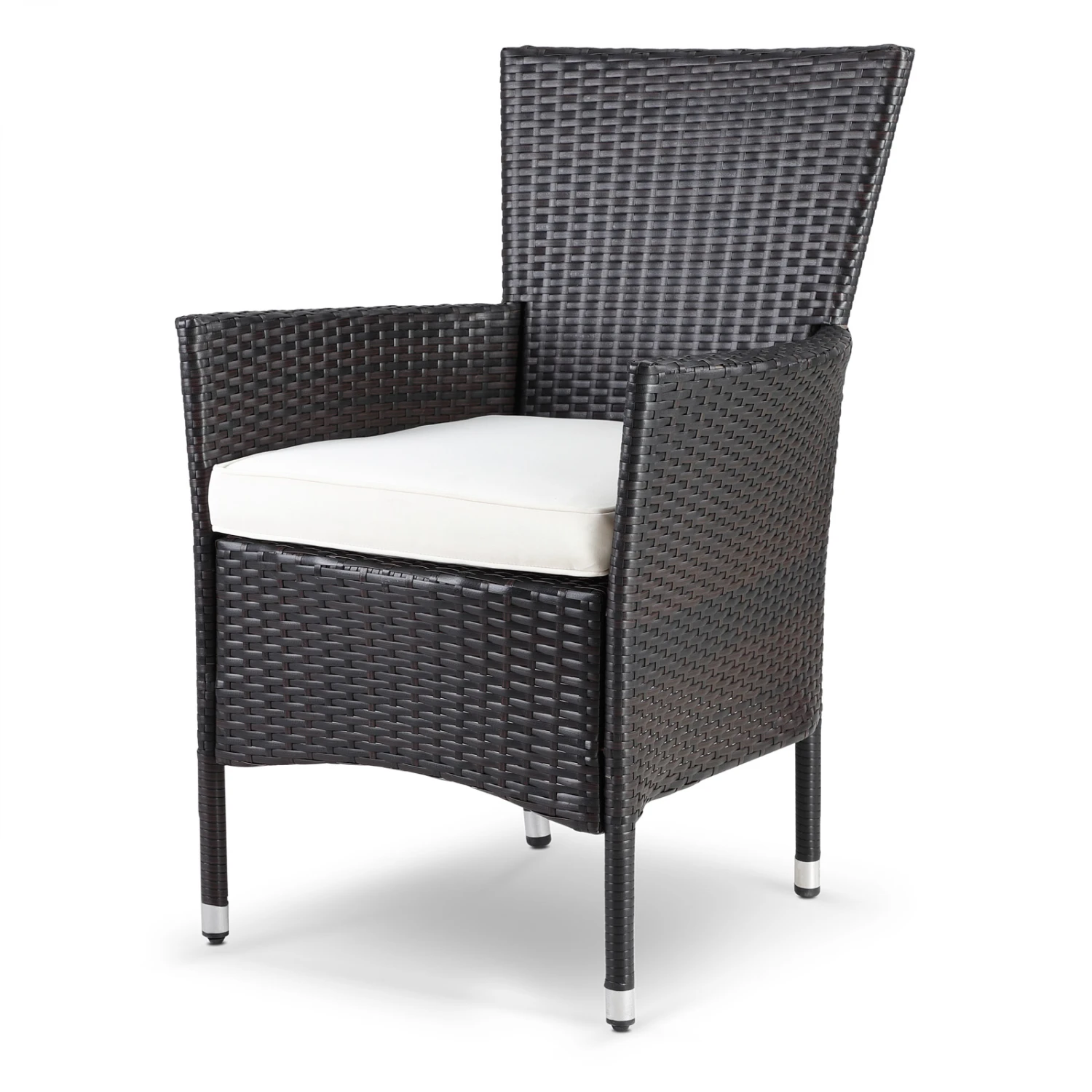 Polyrattan Gartenstuhl 2er-Set Braun/Creme Stapelbar – Bild 3