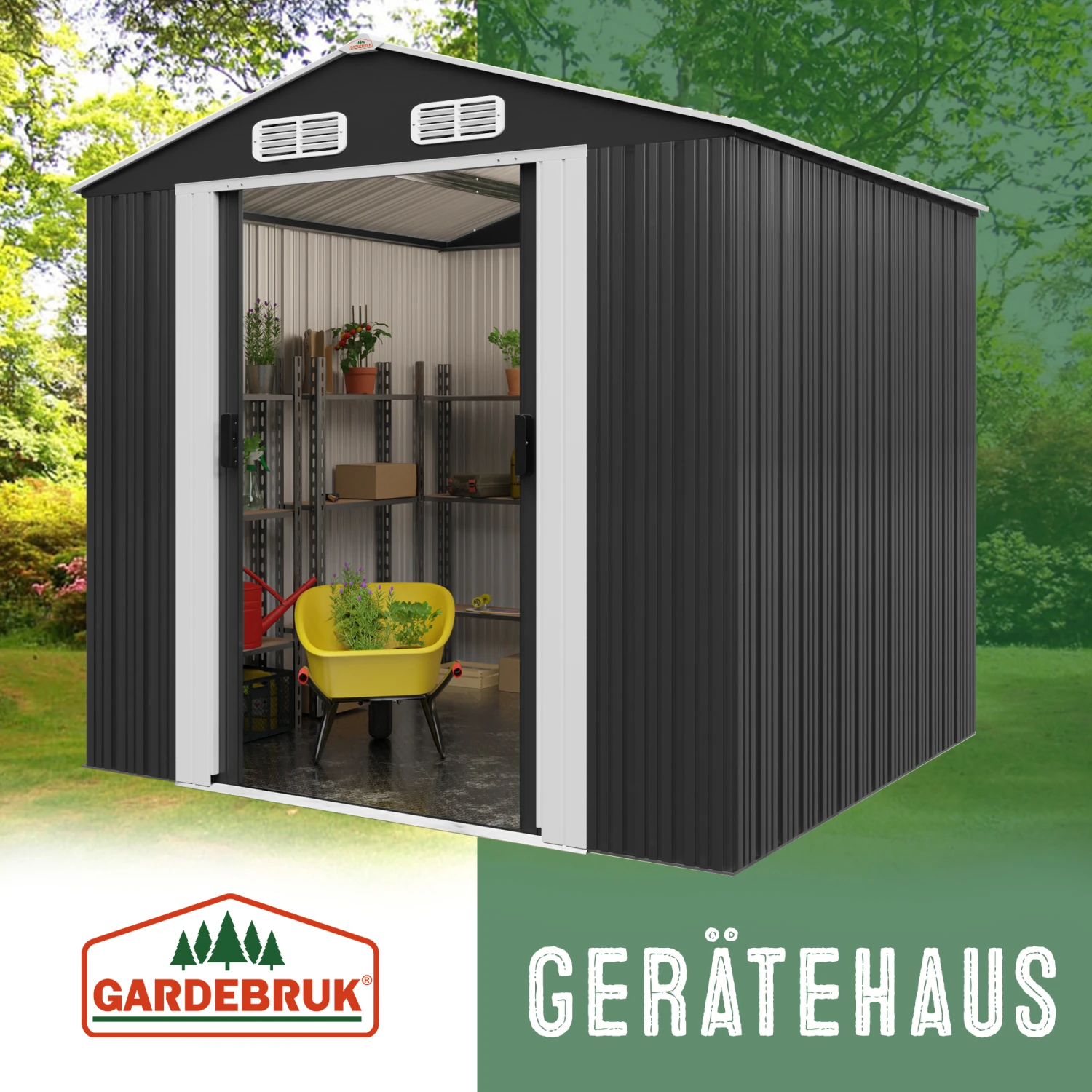 Geräteschuppen Anthrazit Metall 257x205x177,5cm – Bild 2