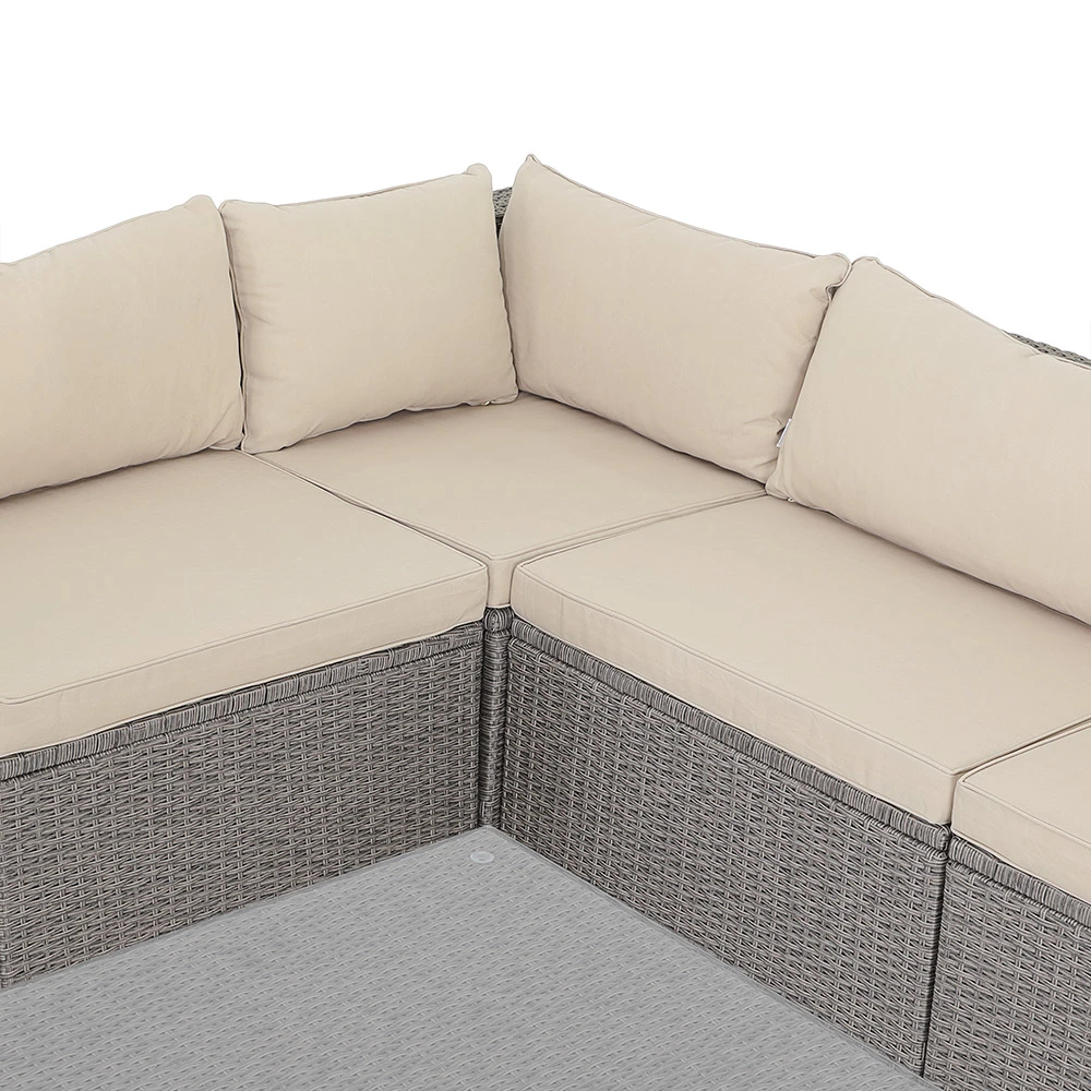 Polyrattan Ecklounge XXL Creme/Beige Inkl. Kissen – Bild 9