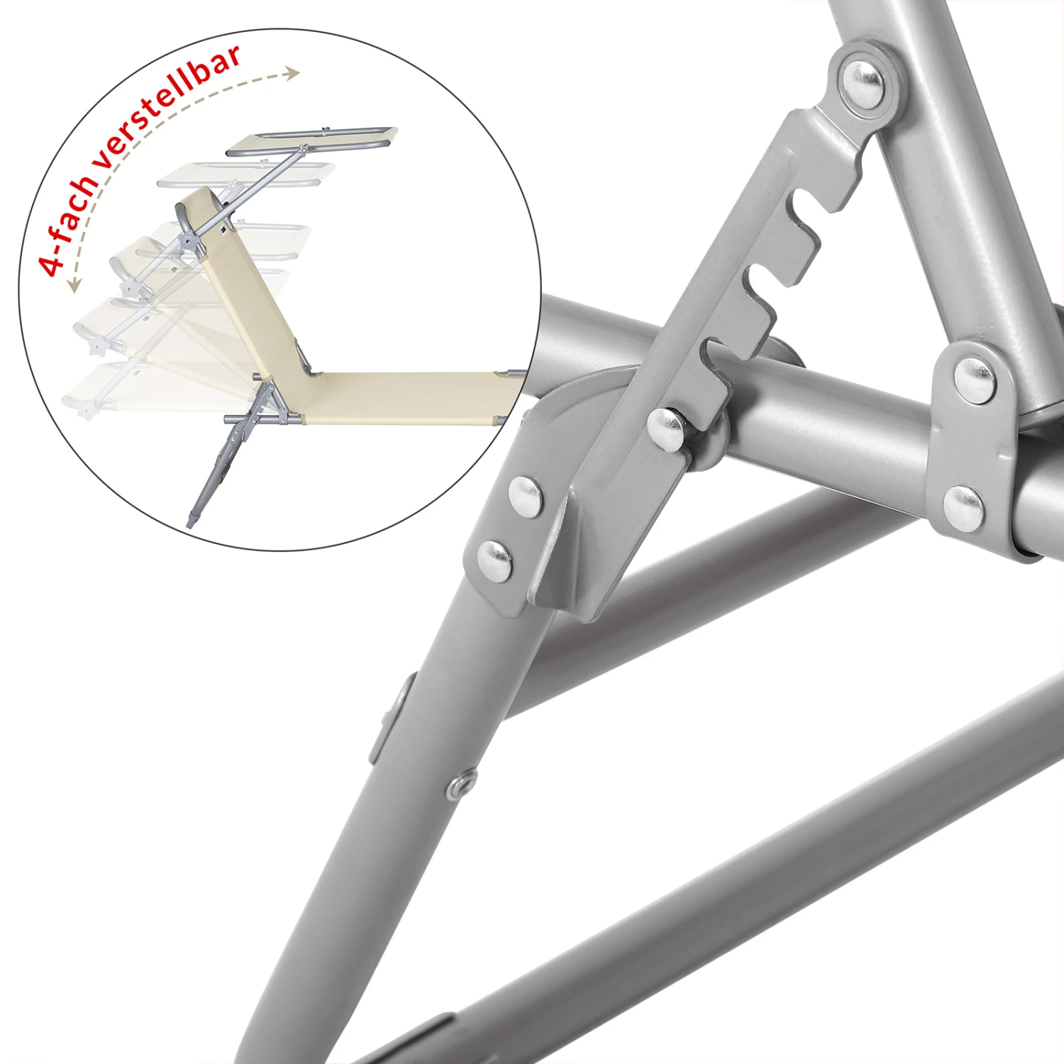 Sonnenliege Hawaii Beige Alu 195x60x30cm – Bild 4