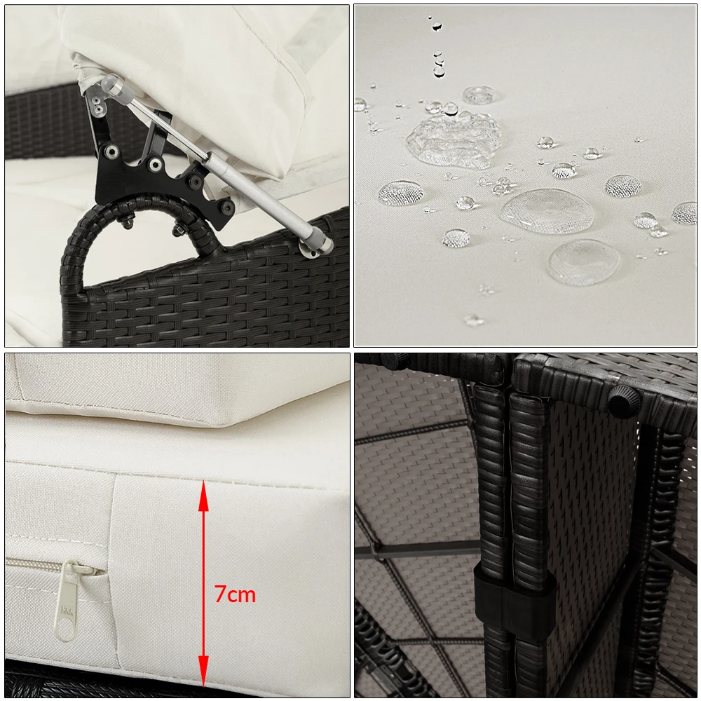 Polyrattan Sonneninsel Schwarz/Creme Ø230cm – Bild 2